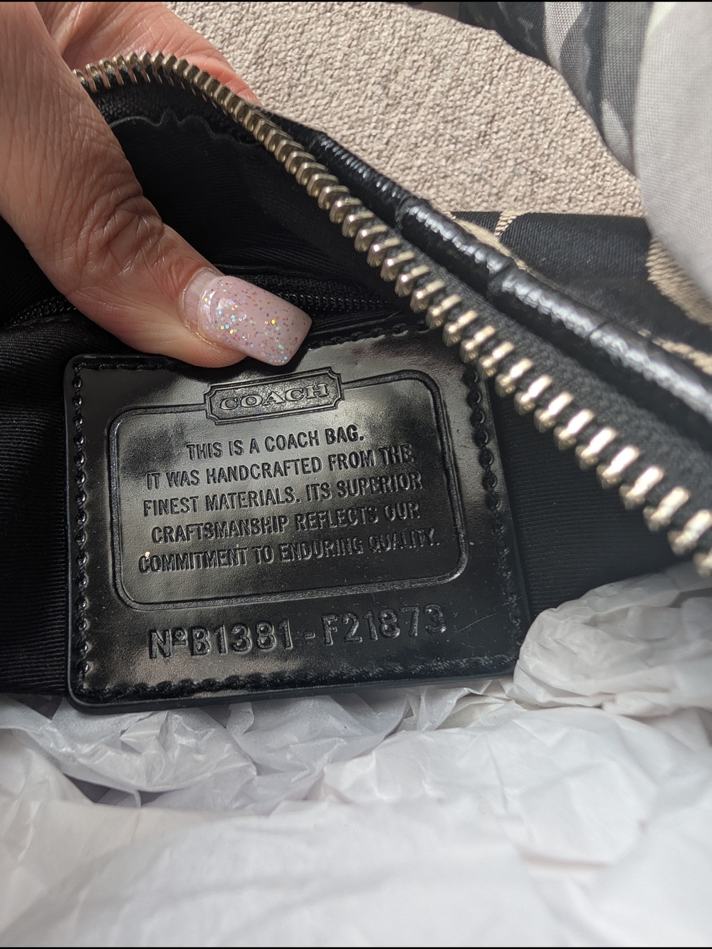 Coach Signature Canvas Shoulder Bag in Black and Cream - Picture 17 of 17